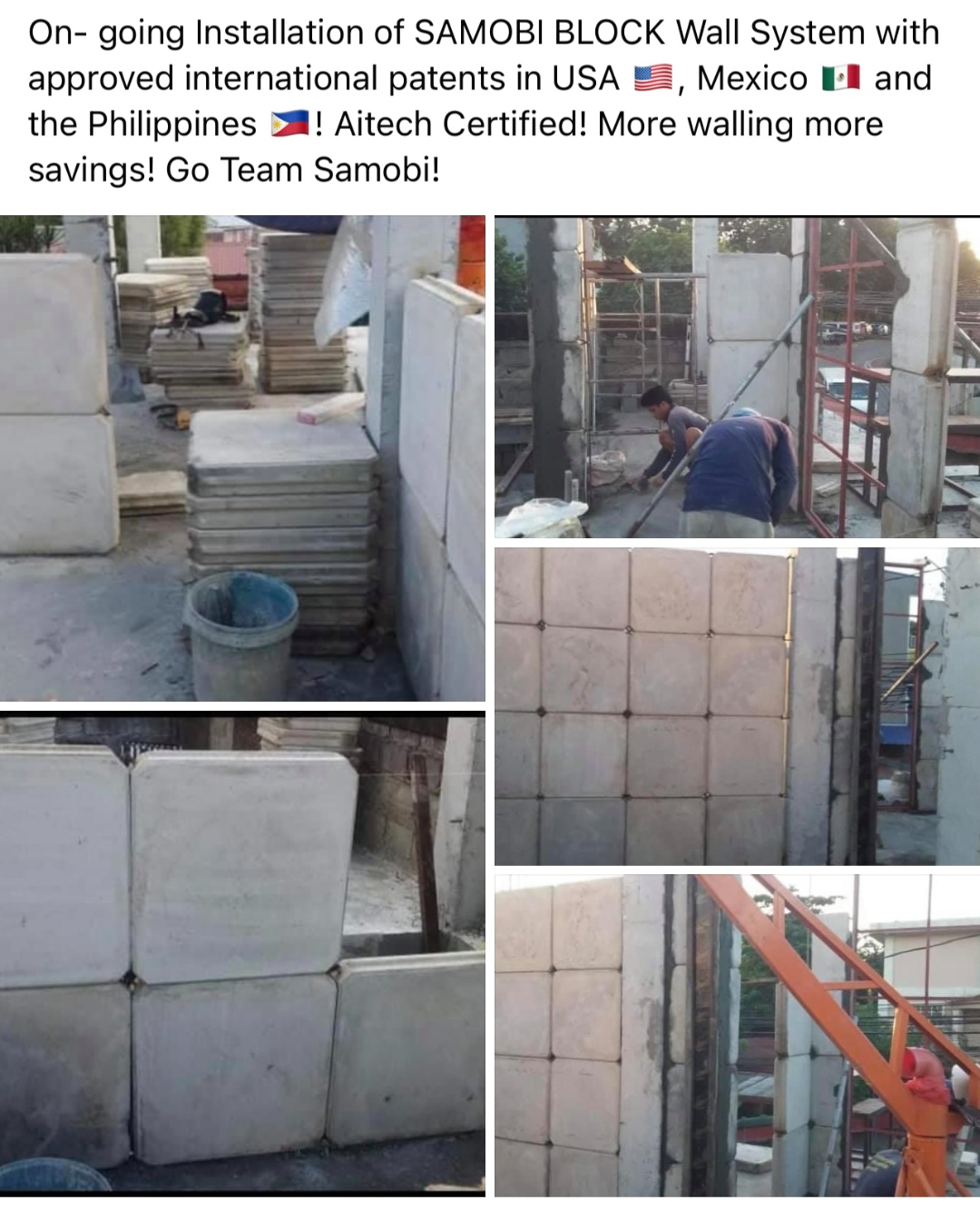 Samobi Block installation using mini-crane for two-storey residential project